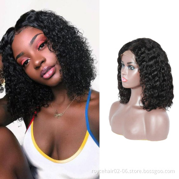 Hot Selling Short Bob Human Hair Wig Vendor 100% Brazilian Virgin Human Hair Pre Plucked Jerry Curl Bob Lace Front Wig